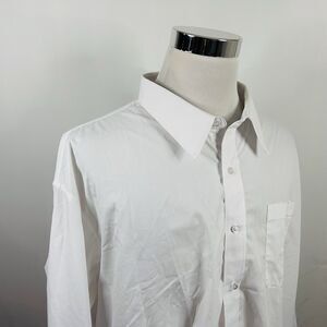 Louis Martin 20 20.5 36/37 Dress Shirt All White Cotton Blend Button Front